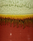 Tall Artisan Hand-Crafted Ceramic Vase with Green Drip Glaze over Red Base