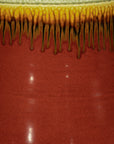 Tall Artisan Hand-Crafted Ceramic Vase with Green Drip Glaze over Red Base
