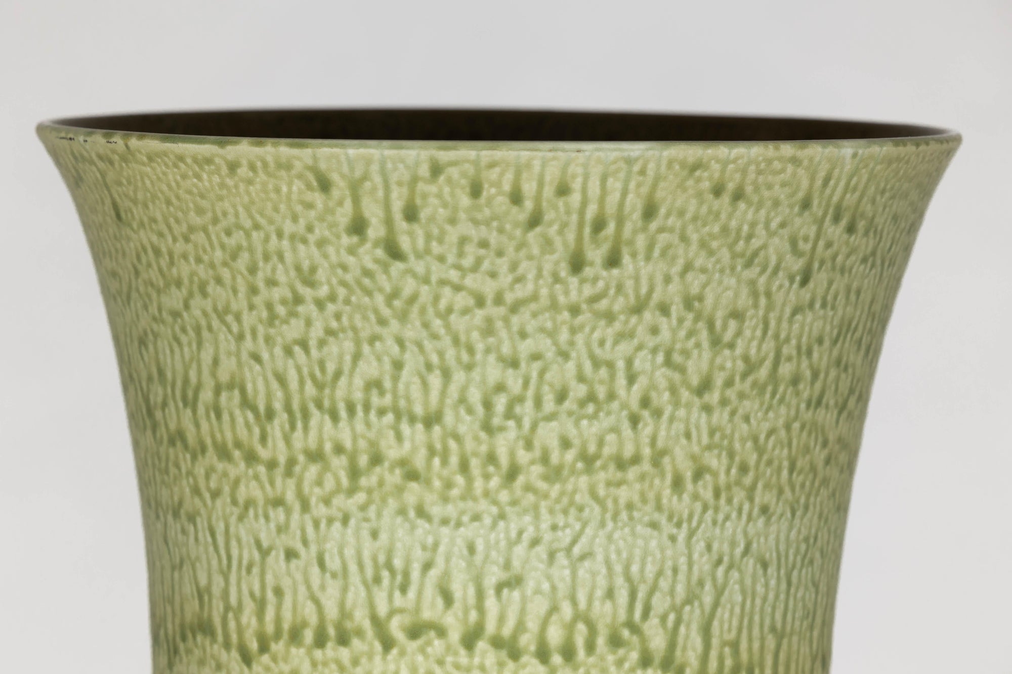 Tall Artisan Hand-Crafted Ceramic Vase with Green Drip Glaze over Red Base