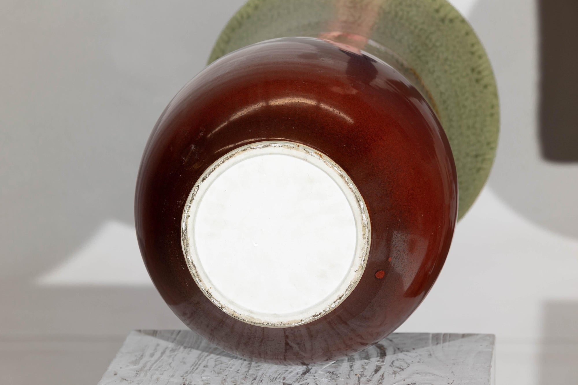 Tall Artisan Hand-Crafted Ceramic Vase with Green Drip Glaze over Red Base