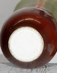 Tall Artisan Hand-Crafted Ceramic Vase with Green Drip Glaze over Red Base