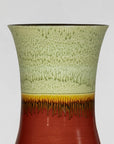 Tall Artisan Hand-Crafted Ceramic Vase with Green Drip Glaze over Red Base