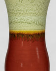 Tall Artisan Hand-Crafted Ceramic Vase with Green Drip Glaze over Red Base