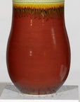Tall Artisan Hand-Crafted Ceramic Vase with Green Drip Glaze over Red Base