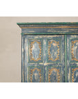 Cabinet in Blue Patina with Carved Doors and Cabriole Legs