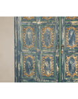 Cabinet in Blue Patina with Carved Doors and Cabriole Legs