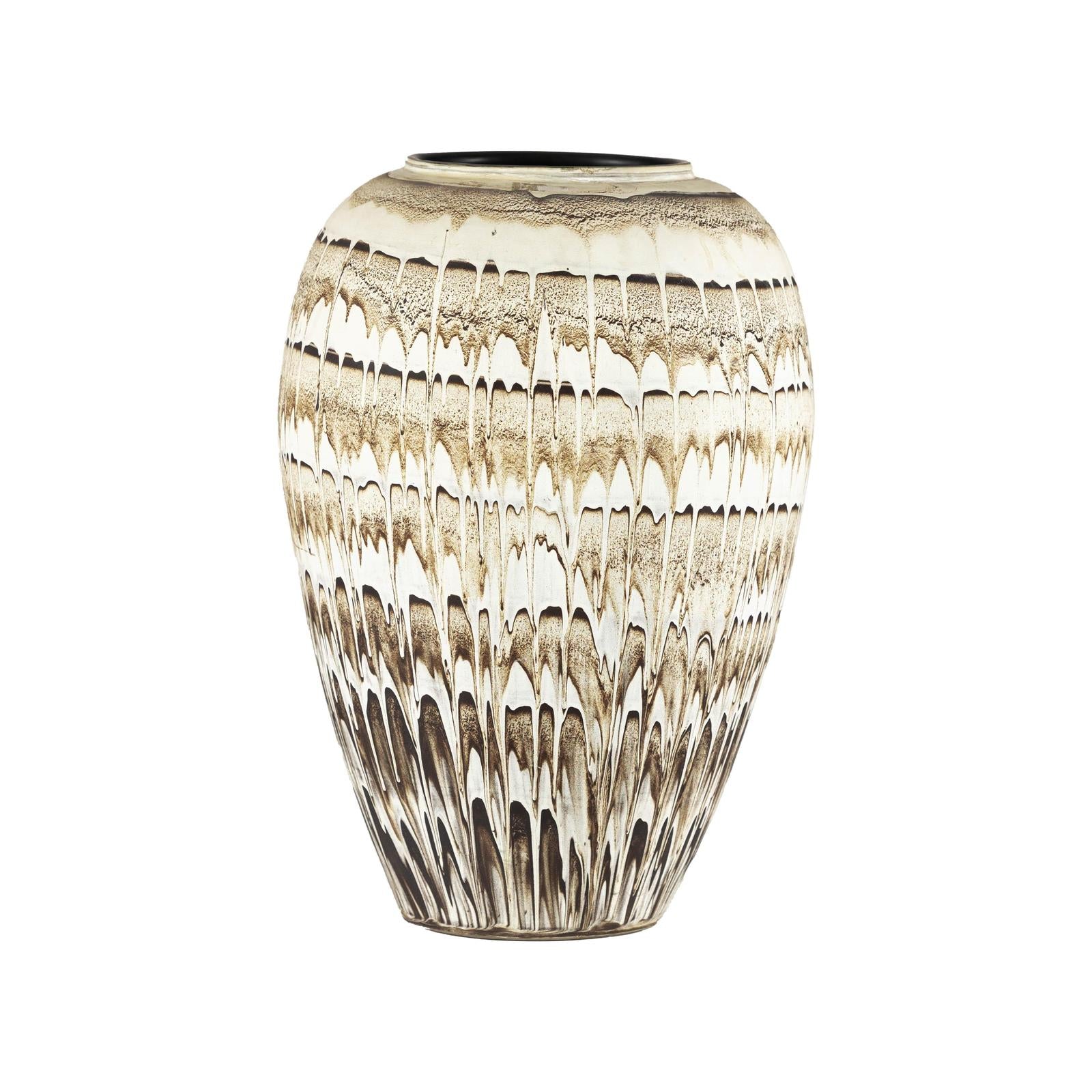 Large Swankhalok-Style Ceramic Planter with Dripped Glaze Pattern