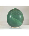 Large Green Artisan Vase with Textured Glaze, Modern Decorative Accent