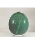 Large Green Artisan Vase with Textured Glaze, Modern Decorative Accent