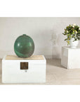 Large Green Artisan Vase with Textured Glaze, Modern Decorative Accent