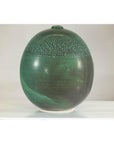 Large Green Artisan Vase with Textured Glaze, Modern Decorative Accent