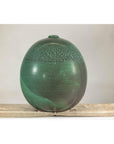 Large Green Artisan Vase with Textured Glaze, Modern Decorative Accent