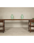 Oversized Console Table with Drawers, Fretwork Shelves and Removable Top