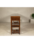 Oversized Console Table with Drawers, Fretwork Shelves and Removable Top