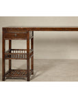 Oversized Console Table with Drawers, Fretwork Shelves and Removable Top