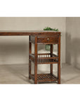 Oversized Console Table with Drawers, Fretwork Shelves and Removable Top