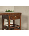 Oversized Console Table with Drawers, Fretwork Shelves and Removable Top