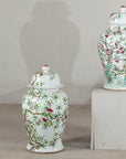 Near Pair of Famille Rose Ginger Jars with Peaches, Roses and Bats