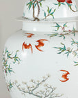 Near Pair of Famille Rose Ginger Jars with Peaches, Roses and Bats