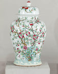 Near Pair of Famille Rose Ginger Jars with Peaches, Roses and Bats