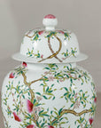 Near Pair of Famille Rose Ginger Jars with Peaches, Roses and Bats