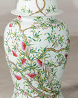 Near Pair of Famille Rose Ginger Jars with Peaches, Roses and Bats