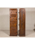 Vintage Tall Narrow Teak Cabinets – Unique Storage with Aged Patina