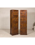 Vintage Tall Narrow Teak Cabinets – Unique Storage with Aged Patina