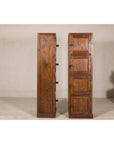 Vintage Tall Narrow Teak Cabinets – Unique Storage with Aged Patina