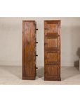 Vintage Tall Narrow Teak Cabinets – Unique Storage with Aged Patina