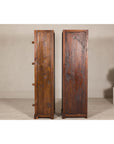 Vintage Tall Narrow Teak Cabinets – Unique Storage with Aged Patina