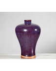 Deep Purple Meiping Vase with Glossy Two-Tone Glaze and Elegant Curved Form