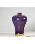 Deep Purple Meiping Vase with Glossy Two-Tone Glaze and Elegant Curved Form