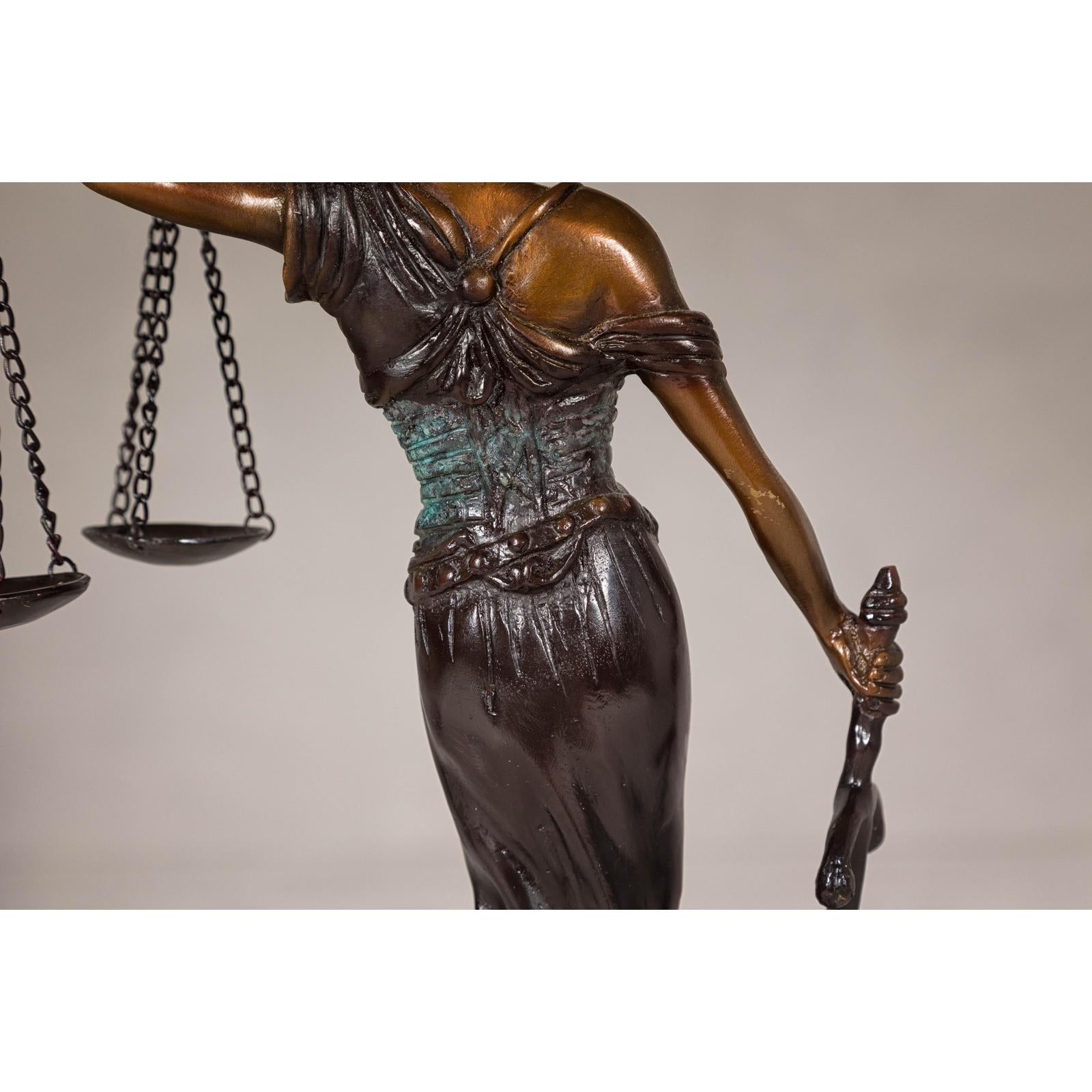 Lady Justice, Cast Bronze Tabletop Statuette with Scales and Sword