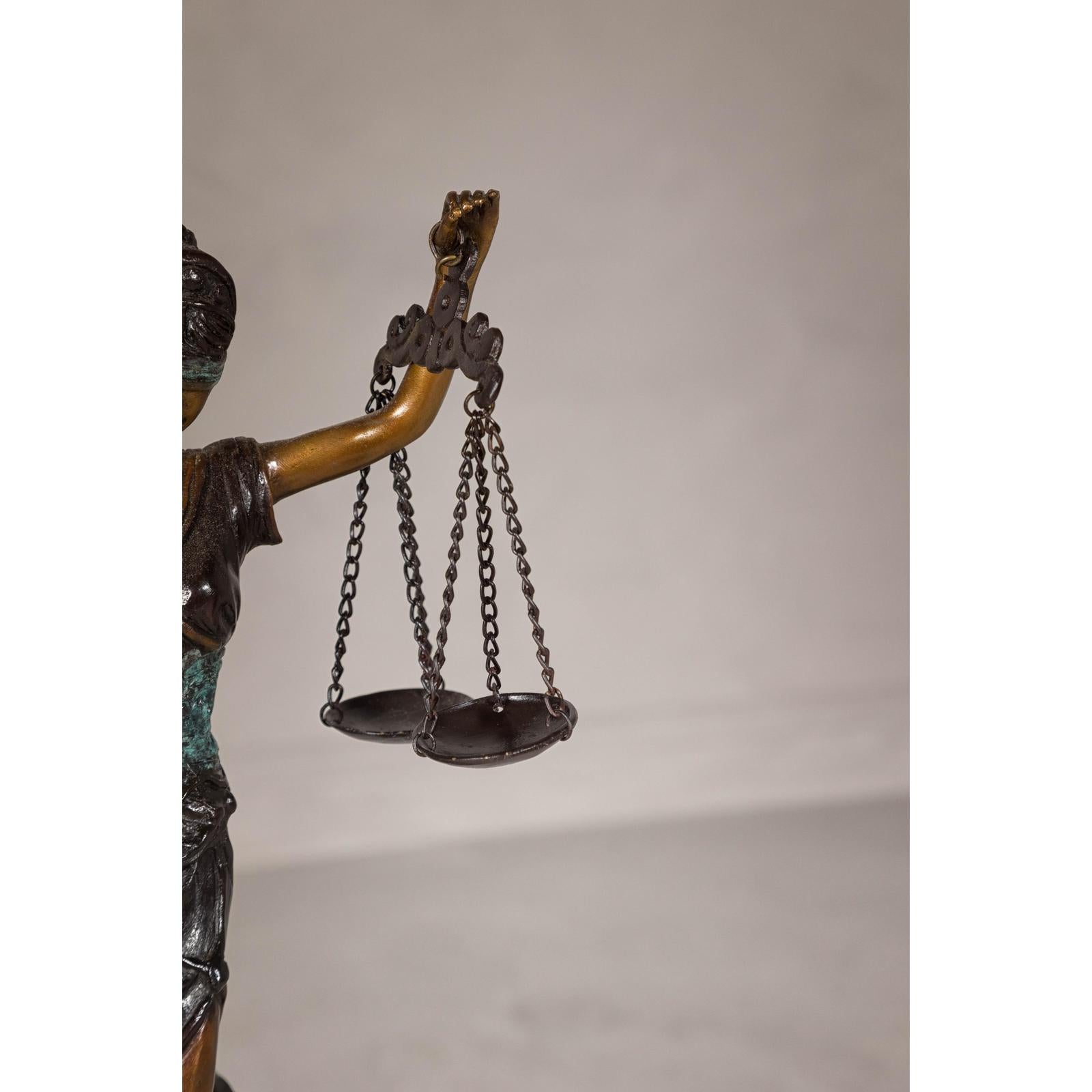 Lady Justice, Cast Bronze Tabletop Statuette with Scales and Sword