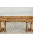 Vintage Rattan Oval Tray Top Table or Coffee Table with Raised Edge