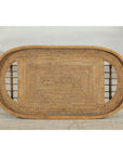 Vintage Rattan Oval Tray Top Table or Coffee Table with Raised Edge
