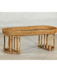 Vintage Rattan Oval Tray Top Table or Coffee Table with Raised Edge