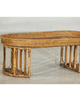 Vintage Rattan Oval Tray Top Table or Coffee Table with Raised Edge