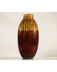 Vintage Drip Glaze Ceramic Vase in Reddish Brown and Mustard