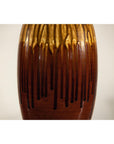 Vintage Drip Glaze Ceramic Vase in Reddish Brown and Mustard