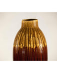 Vintage Drip Glaze Ceramic Vase in Reddish Brown and Mustard