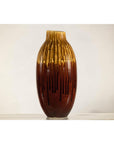 Vintage Drip Glaze Ceramic Vase in Reddish Brown and Mustard