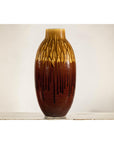 Vintage Drip Glaze Ceramic Vase in Reddish Brown and Mustard