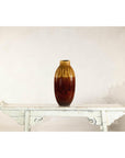 Vintage Drip Glaze Ceramic Vase in Reddish Brown and Mustard