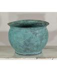 Vintage Set of Three Copper Cache Pots with Verdigris Patina