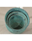 Vintage Set of Three Copper Cache Pots with Verdigris Patina