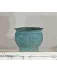 Vintage Set of Three Copper Cache Pots with Verdigris Patina