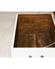 White Lacquered Trunk with Brass Hardware, Vintage Storage Chest