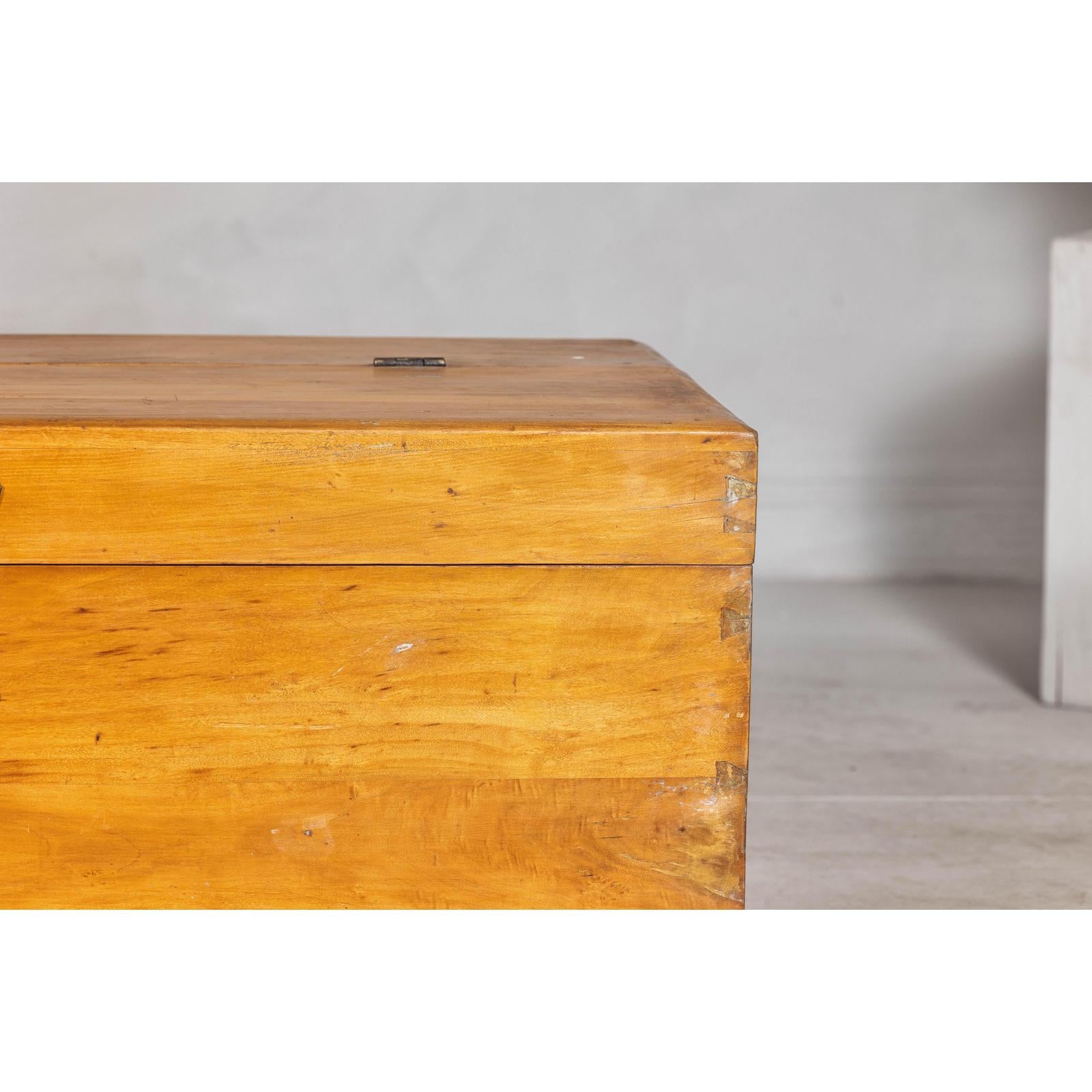 19th Century Yumu Storage Blanket Chest with Natural Lacquer, Late Qing Dynasty
